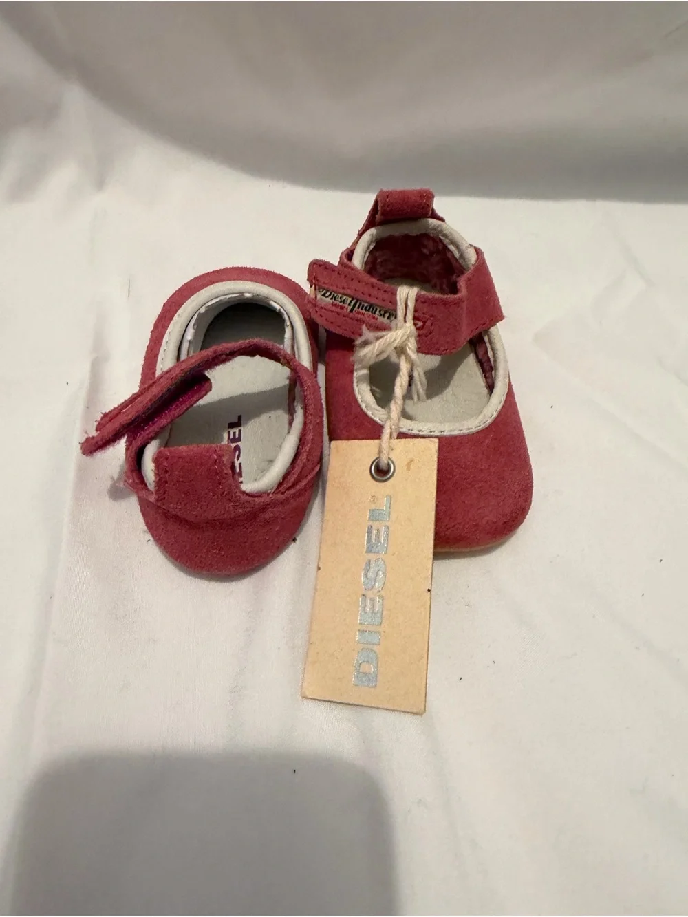 Baby Pink Suede Mary Jane Shoes Size 4 Infant Velcro - Diesel